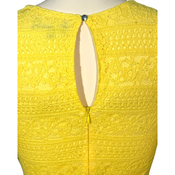 Lulus Sz S Love You Always Sleeveless VNeck Skater Dress Yellow Lace with Ruffle - Picture 5 of 12